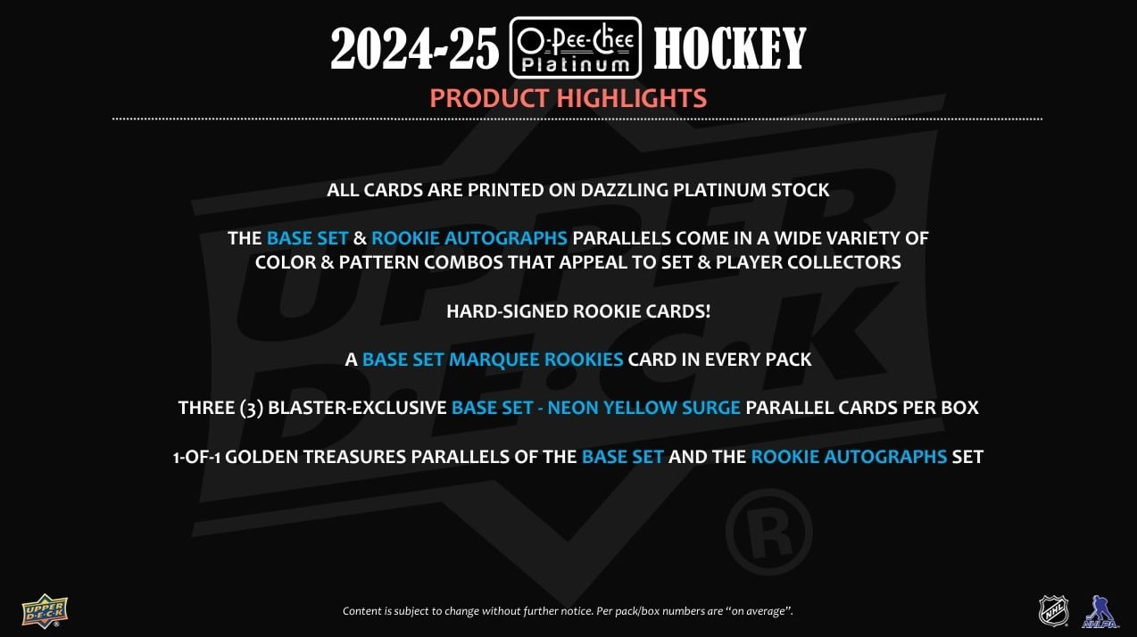 2024-25 Upper Deck O-Pee-Chee Platinum Hockey Blaster Box - Obrázek 7